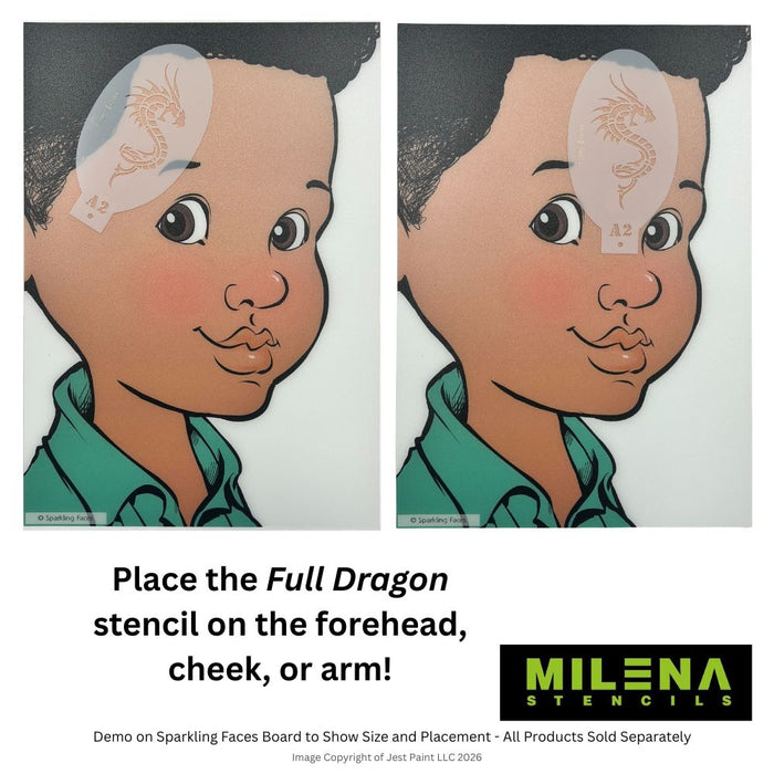 MILENA STENCILS | Face Painting Stencil -  (Full Dragon)  A2