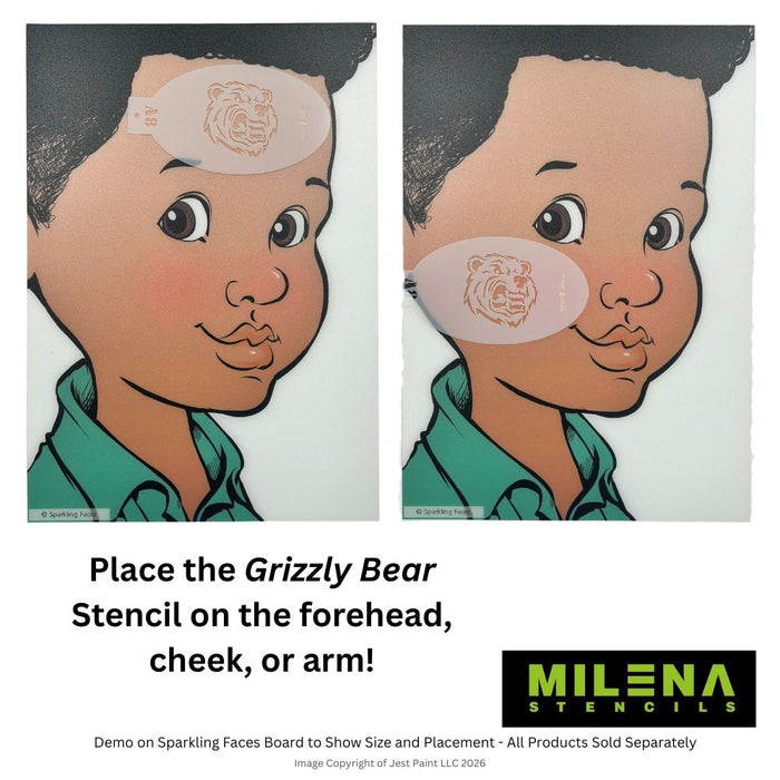 MILENA STENCILS | Face Painting Stencil -  (Grizzly Bear)  A8
