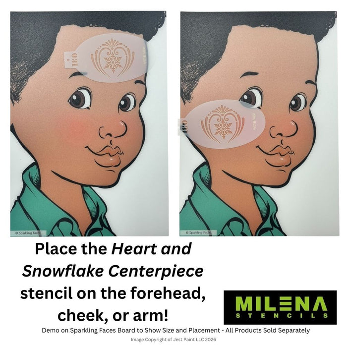 MILENA STENCILS | Face Painting Stencil -  (Heart and Snowflake Centerpiece)  O31