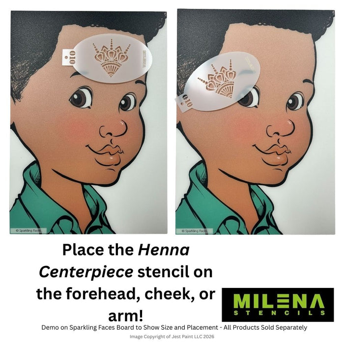 MILENA STENCILS | Face Painting Stencil -  (Henna Centerpiece)  O10