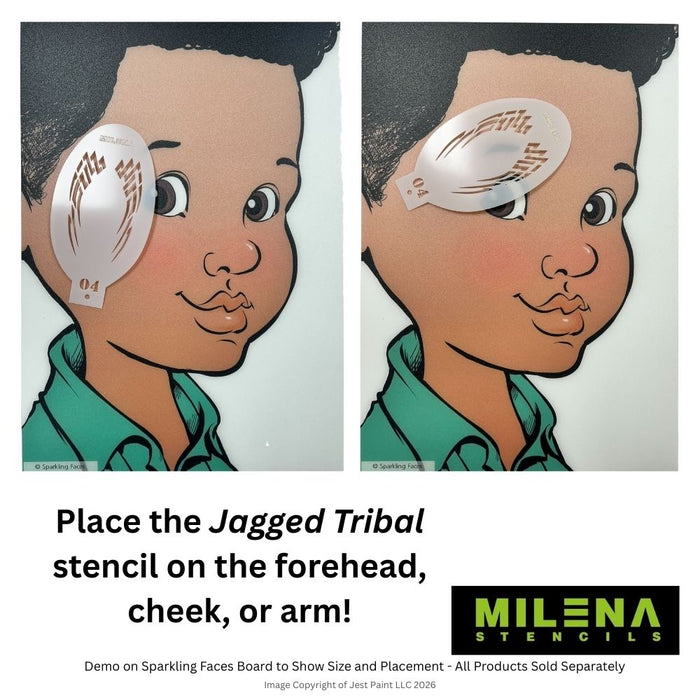 MILENA STENCILS | Face Painting Stencil -  (Jagged Tribal)  O4
