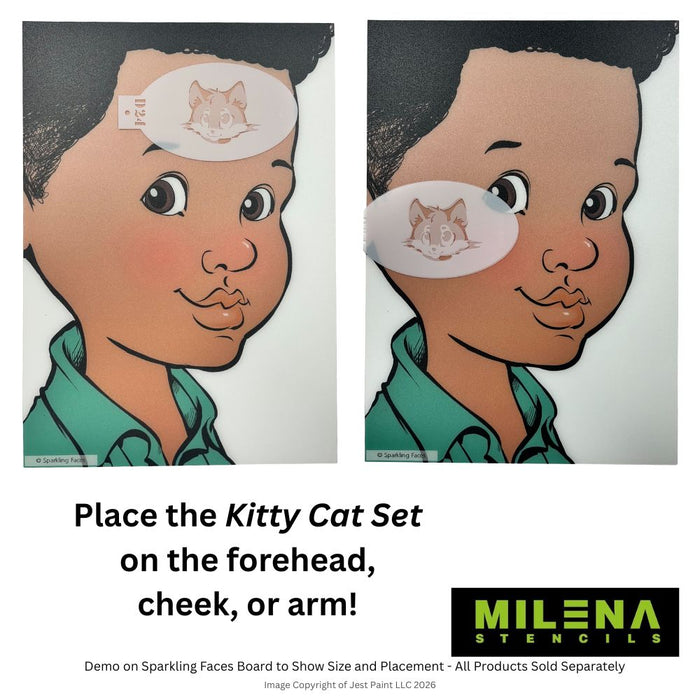 MILENA STENCILS | Face Painting Stencils -  (Kitty Cat Set)  D24