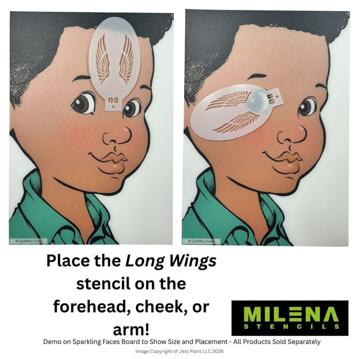 MILENA STENCILS | Face Painting Stencil -  (Long Wings)  O8