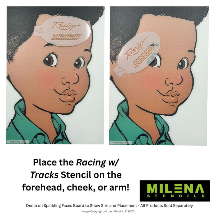 MILENA STENCILS | Face Painting Stencil -  (Racing w/ Tracks)  C7