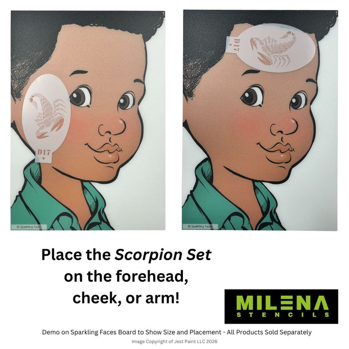 MILENA STENCILS | Face Painting Stencil Set -  (Scorpion Set)  D17