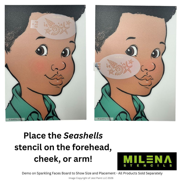 MILENA STENCILS | Face Painting Stencil -  (Seashells)  P12