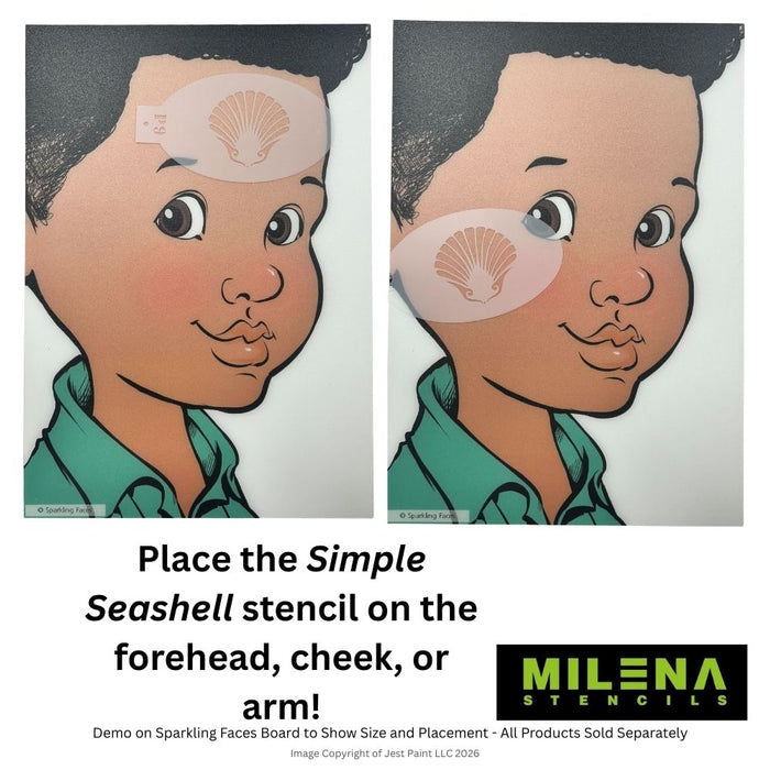 MILENA STENCILS | Face Painting Stencil -  (Simple Seashell)  P9
