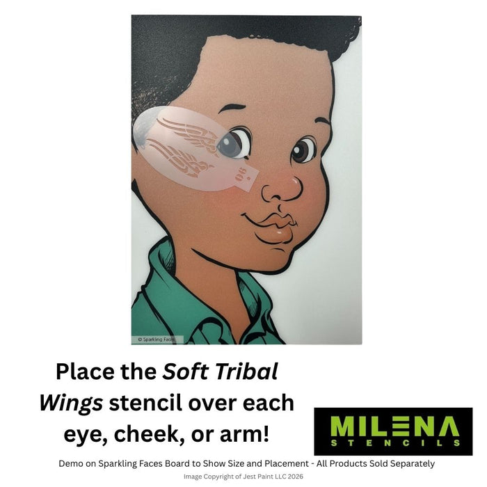 MILENA STENCILS | Face Painting Stencil -  (Soft Tribal Wings)  O6