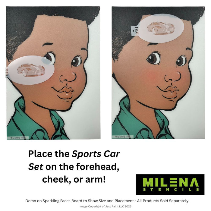 MILENA STENCILS | Face Painting Stencil -  (Sports Car Set )  D16