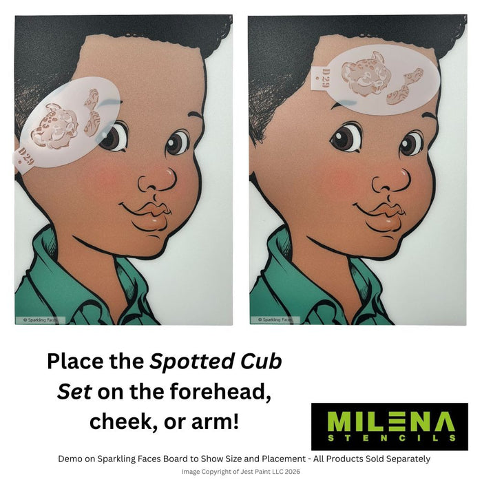 MILENA STENCILS | Face Painting Stencils -  (Spotted Cub Set)  D29