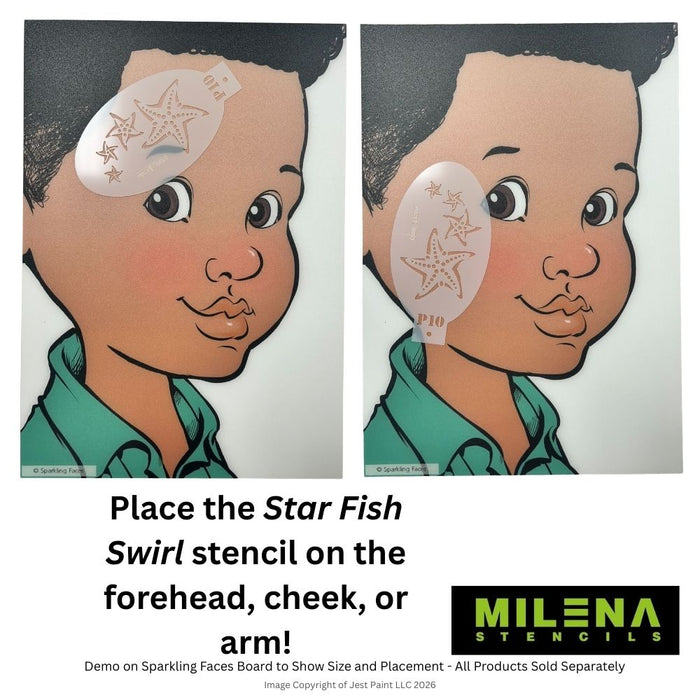 MILENA STENCILS | Face Painting Stencil -  (Star Fish Swirl)  P10
