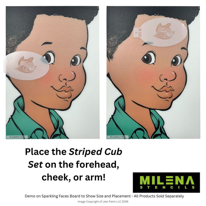 MILENA STENCILS | Face Painting Stencils -  (Striped Cub Set)  D28