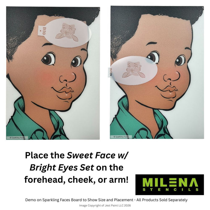 MILENA STENCILS | Face Painting Stencil -  (Sweet Face w/ Bright Eyes Set)  D10