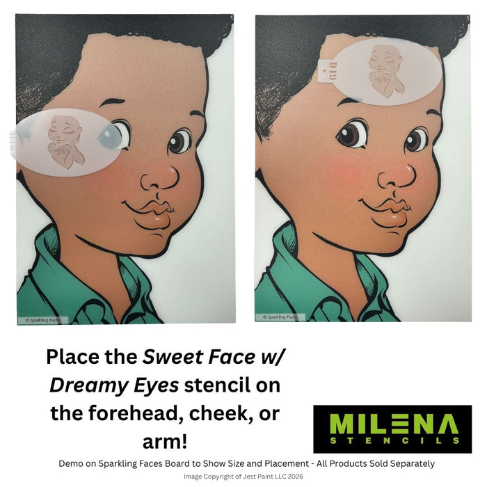 MILENA STENCILS | Face Painting Stencil -  (NEW Sweet Face w/ Dreamy Eyes)  D19