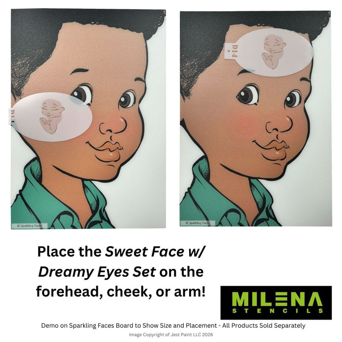 MILENA STENCILS | Face Painting Stencil -  (Sweet Face w/ Dreamy Eyes Set)  D14