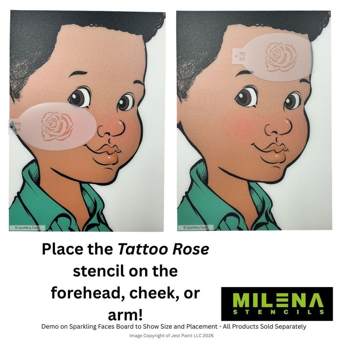 MILENA STENCILS | Face Painting Stencil -  (Tattoo Rose)  F2