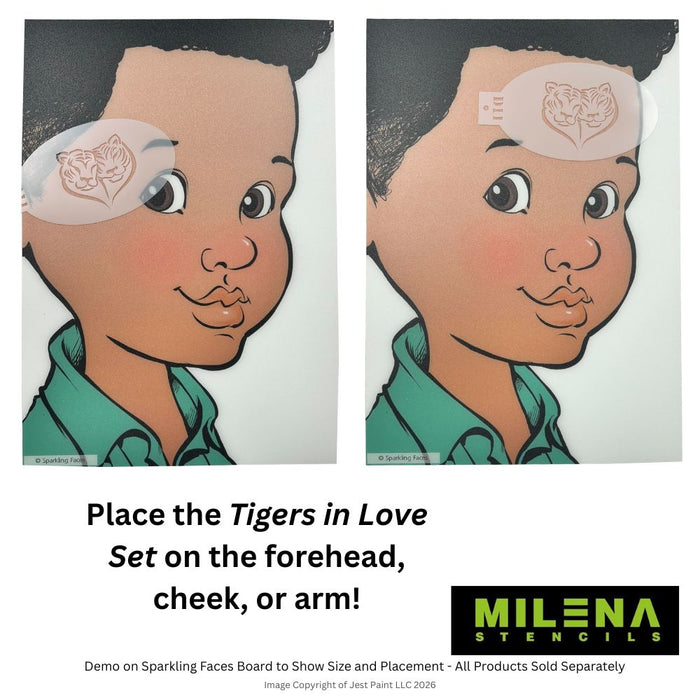 MILENA STENCILS | Face Painting Stencil -  (Tigers in Love Set )  D11