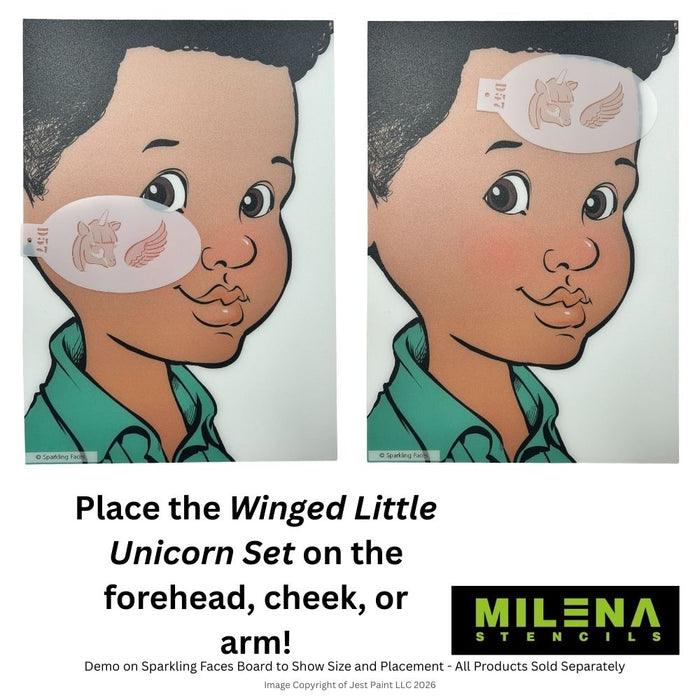 MILENA STENCILS | Face Painting Stencil Set -  (Winged Little Unicorn Set)  D57