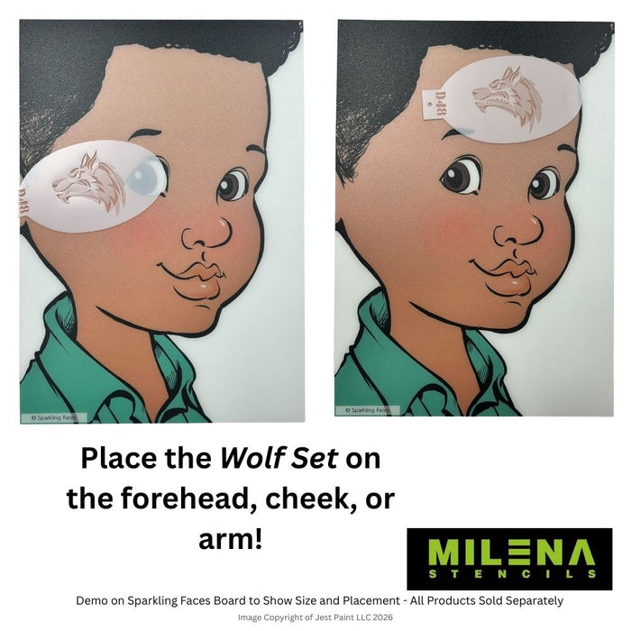 MILENA STENCILS | Face Painting Stencil Set -  (Wolf Set)  D48