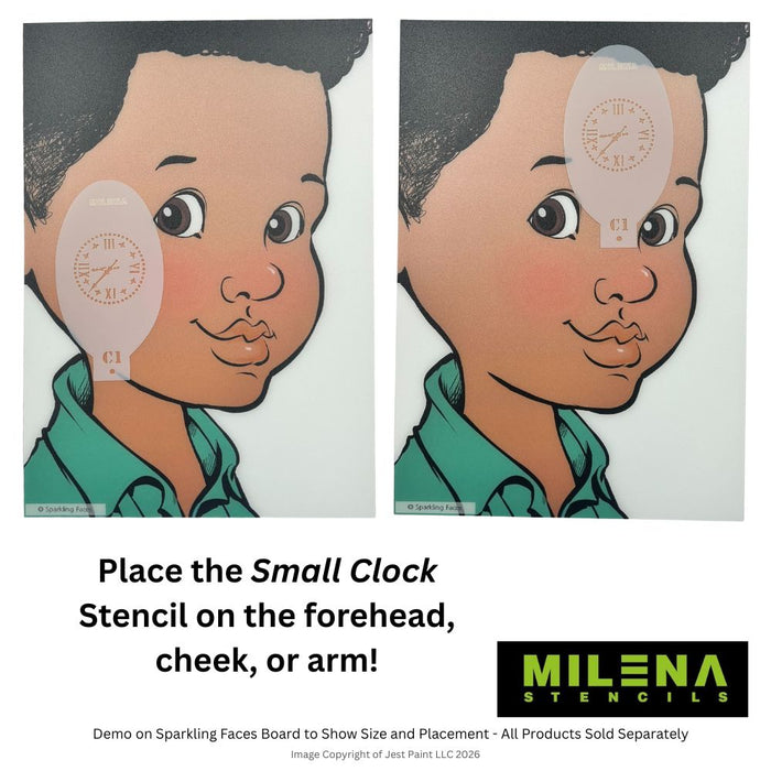 MILENA STENCILS | Face Painting Stencil -  (Small Clock)  C1