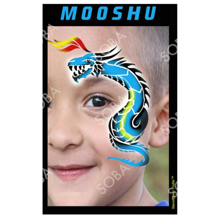 Stencil Eyes / Profiles - Face Painting Stencil -  MOOSHU DRAGON - One Size Fits Most