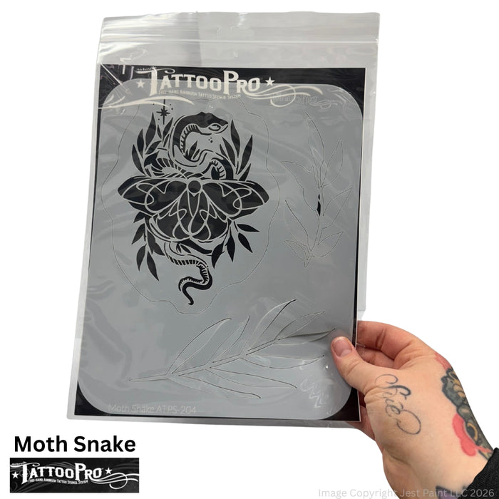 Tattoo Pro 204 | Air Brush Body Painting Stencil - Moth and Snake