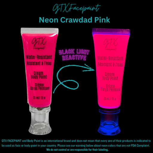 GTX Paint | Silicone Based Water Resistant Cream - Neon Crawdad Pink - 25ml Easy Squeezy Tube (SFX - Non Cosmetic)