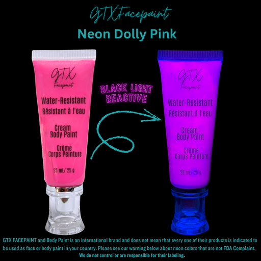GTX Paint | Silicone Based Water Resistant Cream - Neon Dolly Pink - 25ml Easy Squeezy Tube (SFX - Non Cosmetic)