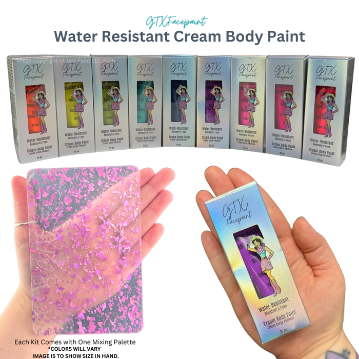 GTX Paint | Silicone Based Water Resistant CREAM KIT - Neon Colors (9 x 25ml Easy Squeezy Tubes) (SFX Non-Cosmetic)