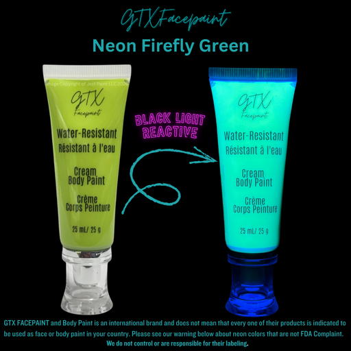 GTX Paint | Silicone Based Water Resistant Cream - Neon Firefly Green  25ml Easy Squeezy Tube (SFX - Non Cosmetic)
