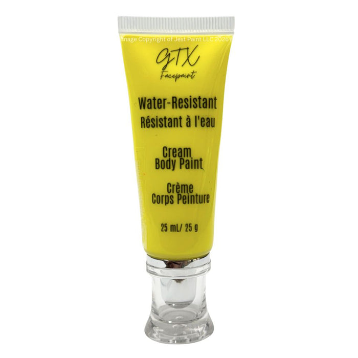 GTX Face Paint | Silicone Based Water Resistant Cream - Neon Moon Yellow 25ml Easy Squeezy Tube (SFX - Non Cosmetic)