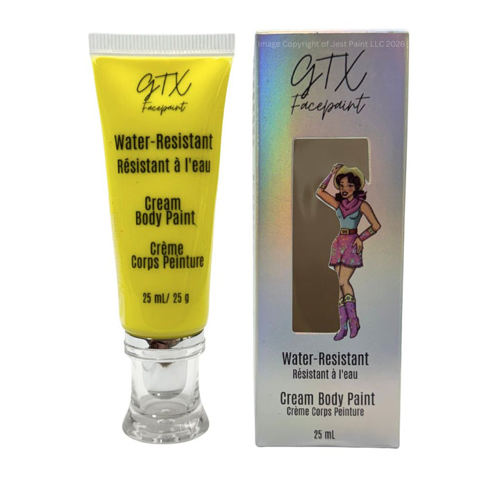 GTX Face Paint | Silicone Based Water Resistant Cream - Neon Moon Yellow 25ml Easy Squeezy Tube (SFX - Non Cosmetic)
