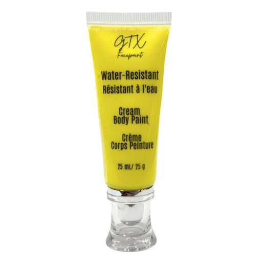 GTX Face Paint | Silicone Based Water Resistant Cream - Neon Moon Yellow 25ml Easy Squeezy Tube (SFX - Non Cosmetic)