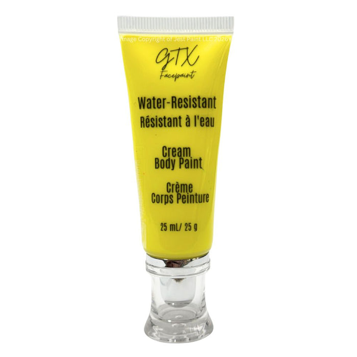 GTX Face Paint | Silicone Based Water Resistant Cream - Neon Moon Yellow 25ml Easy Squeezy Tube (SFX - Non Cosmetic)