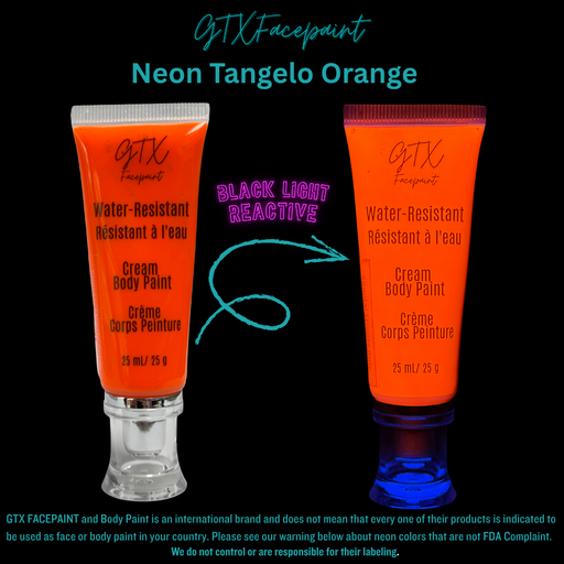 GTX Face Paint | Silicone Based Water Resistant Cream - Neon Tangelo Orange 25ml Easy Squeezy Tube(SFX - Non Cosmetic)