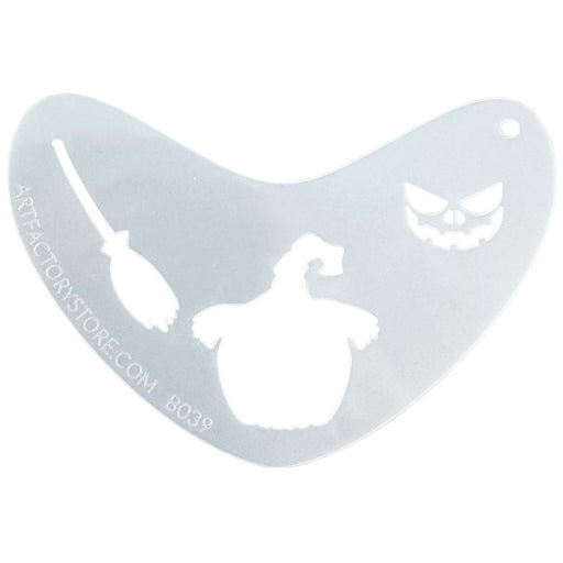 Art Factory | Boomerang Face Painting Stencil - Spooky Pumpkin w/ Witch Hat (B039)