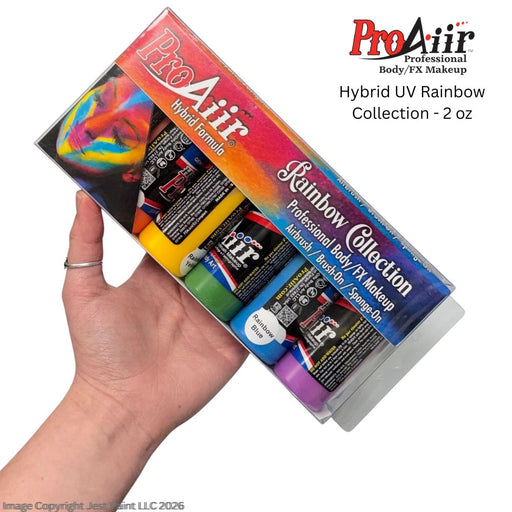 ProAiir Alcohol Based Hybrid Airbrush Paint Set | 6 UV RAINBOW - 2oz Bottles  #2 (SFX - Non Cosmetic)