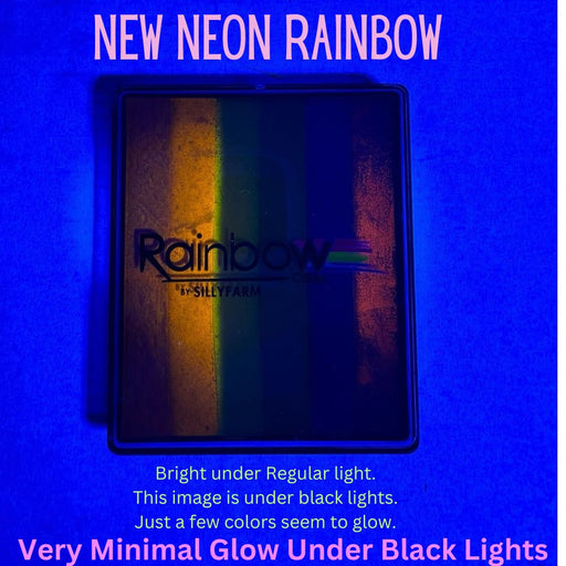 Silly Farm | Face Paint Rainbow Cake -  New Version! - NEON RAINBOW  (Very Minimal Glow Under Blacklight)  45gr