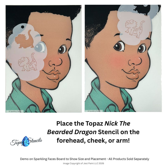Topaz Stencils | Face Painting Stencil - BIG Nick the Bearded Dragon (1907)