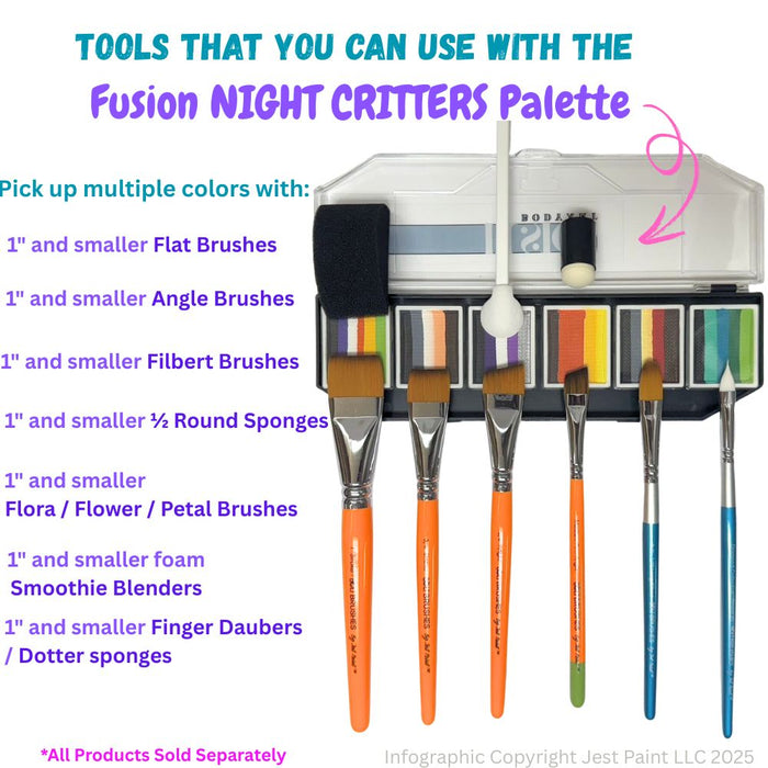 Fusion Body Art  | Face Painting Palette - Night Critters (Halloween Palette)