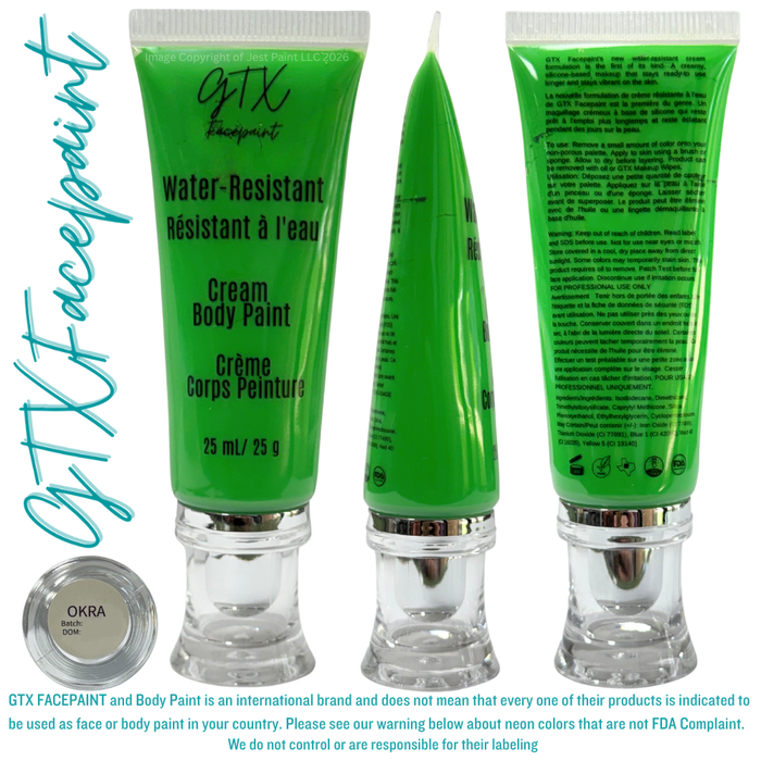 GTX Face Paint | Silicone Based Water Resistant Cream - Okra Green  - 25ml Easy Squeezy Tube