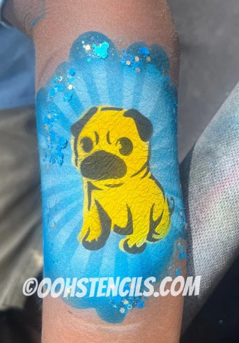 Ooh! Face Painting Stencil | PUG Puppy Dog (T49)