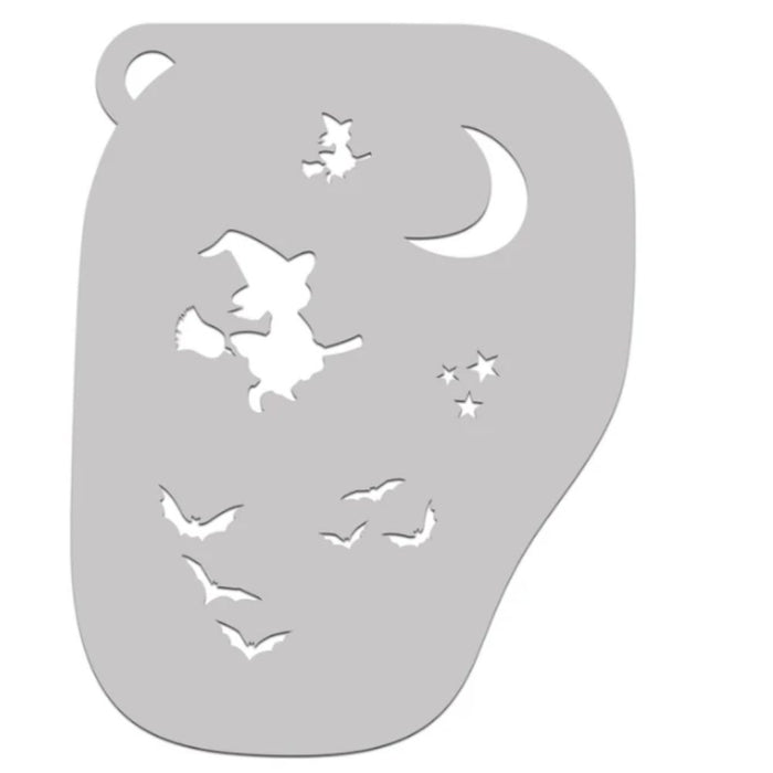 Ooh! Face Painting Stencil | Halloween Witch Face Stencil - with Moon Bats and Stars (F19)