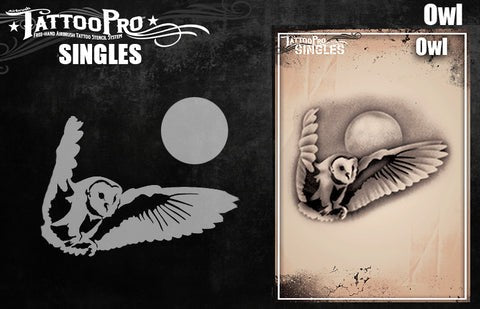 Tattoo Pro  | Body Painting Stencil - SINGLES Owl - S114