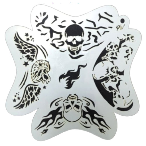 PK | FRISBEE Face Painting Stencil | New Mylar - Skulls and Eagle - G6