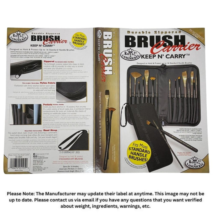 Royal Brush | Keep n' Carry Black Brush Carrier Case with Zipper Closure (KC-SBLK)