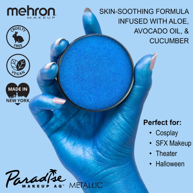 Paradise Face Paint By Mehron - Brilliant Azur ( Metallic Dark Blue ) 40gr
