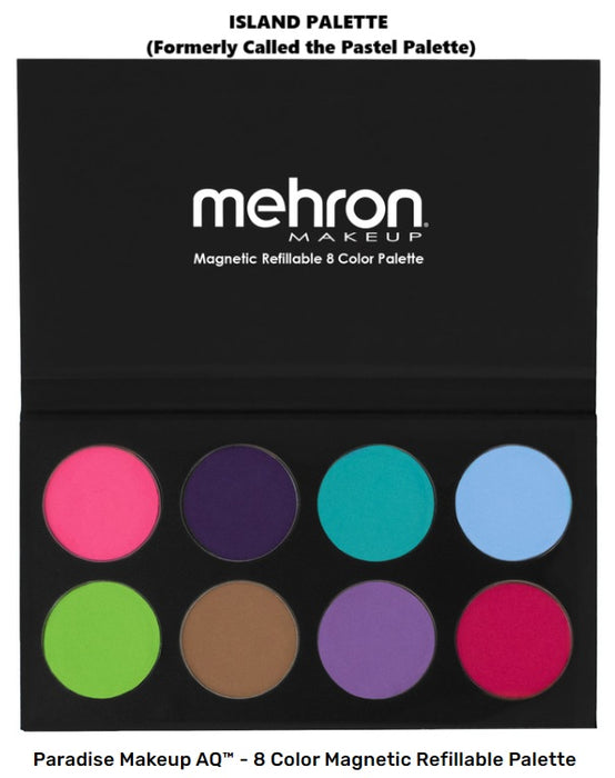 Paradise Face Paint By Mehron | Coated Card Stock Magnetic Case - 8 Color ISLAND Palette