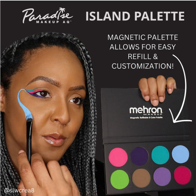 Paradise Face Paint By Mehron | Coated Card Stock Magnetic Case - 8 Color ISLAND Palette