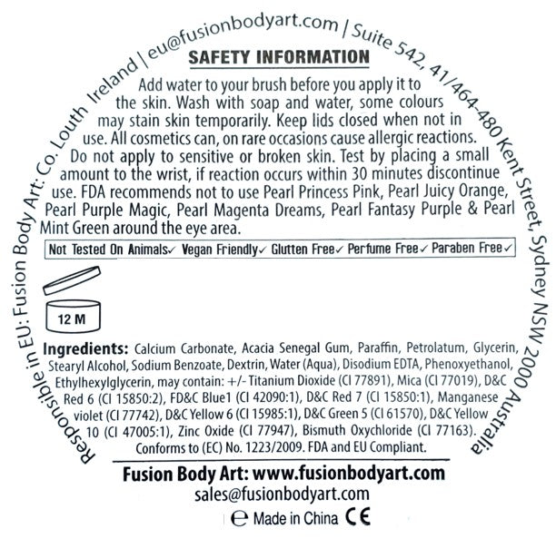 Fusion Body Art Face Paint | Pearl Fairy White 25g